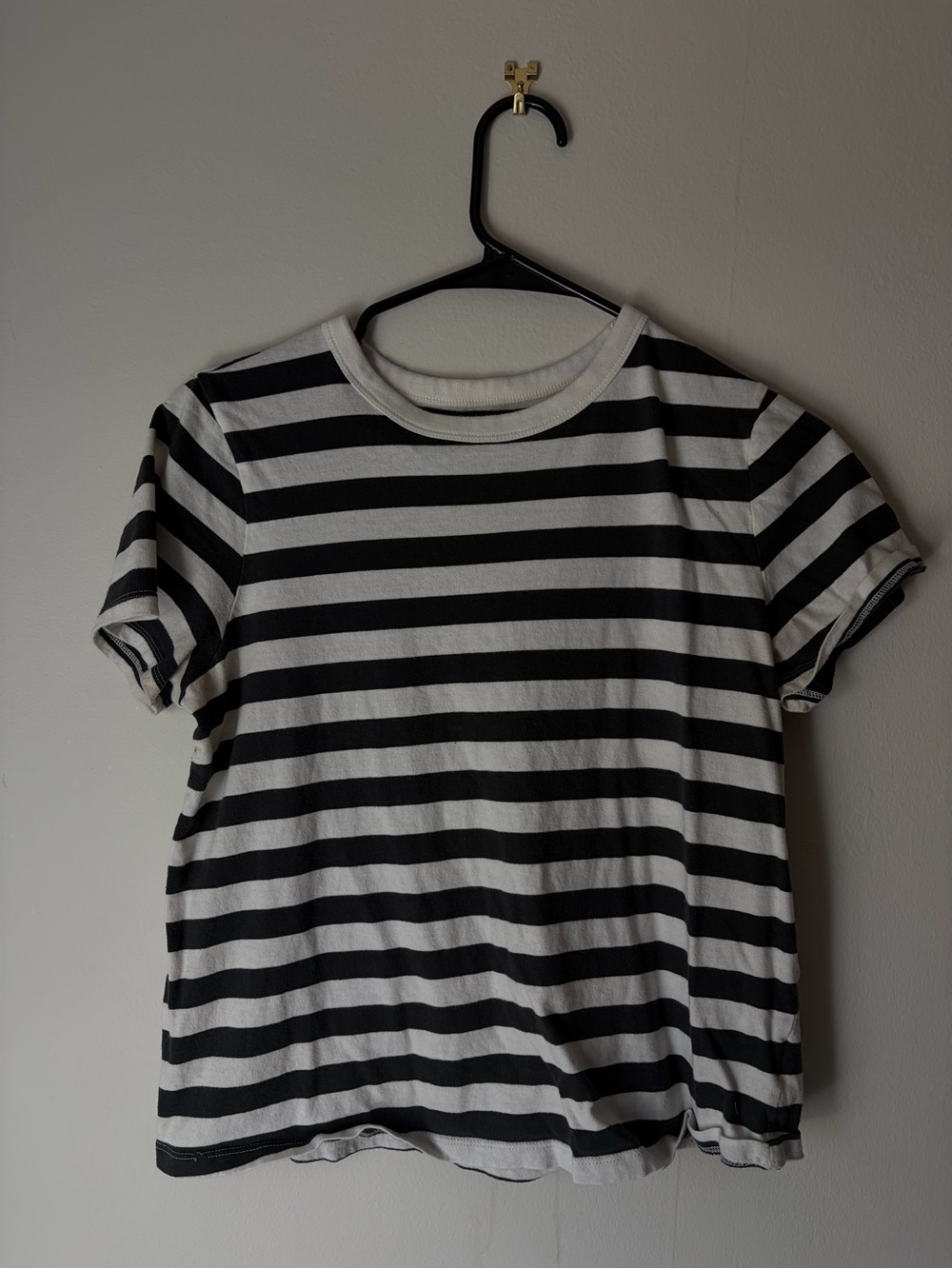 Women Black & White Striped old navy Tee